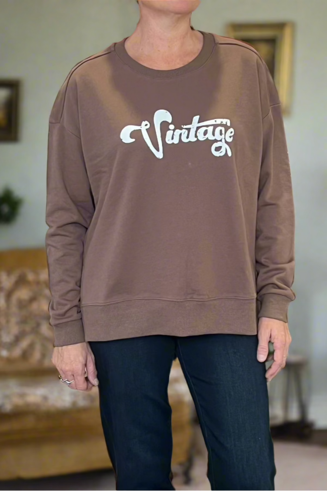 Vintage Sweatshirt - Chocolate - TZ25
