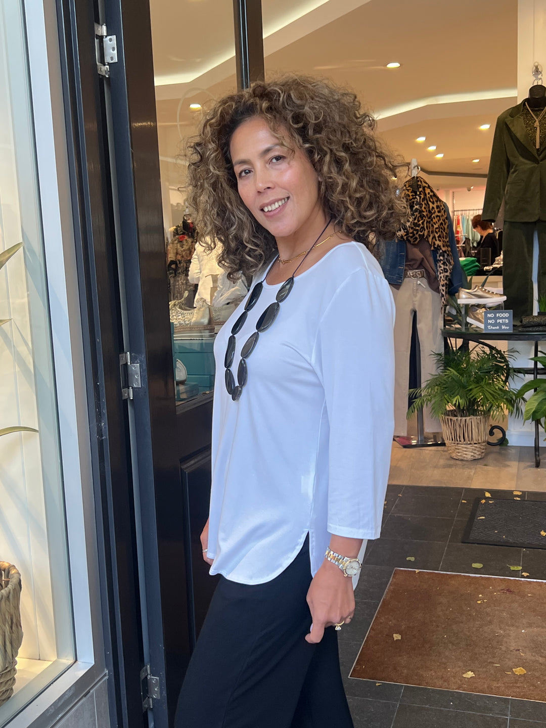 Eleanor 3/4 Sleeve Top - White - BO19