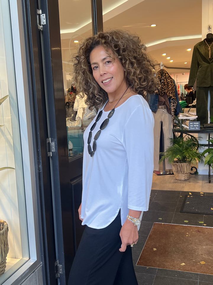 Eleanor 3/4 Sleeve Top - White - BO19