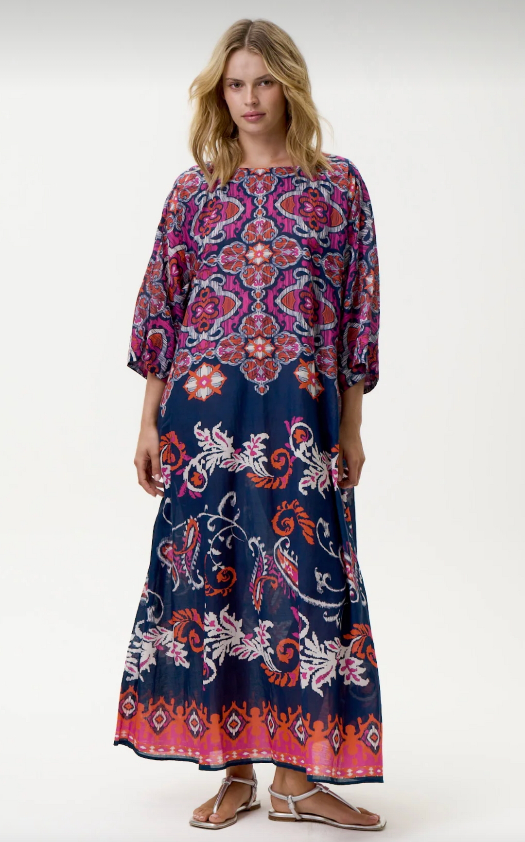 Jackie Print Dress - Navy & Pink - OS3