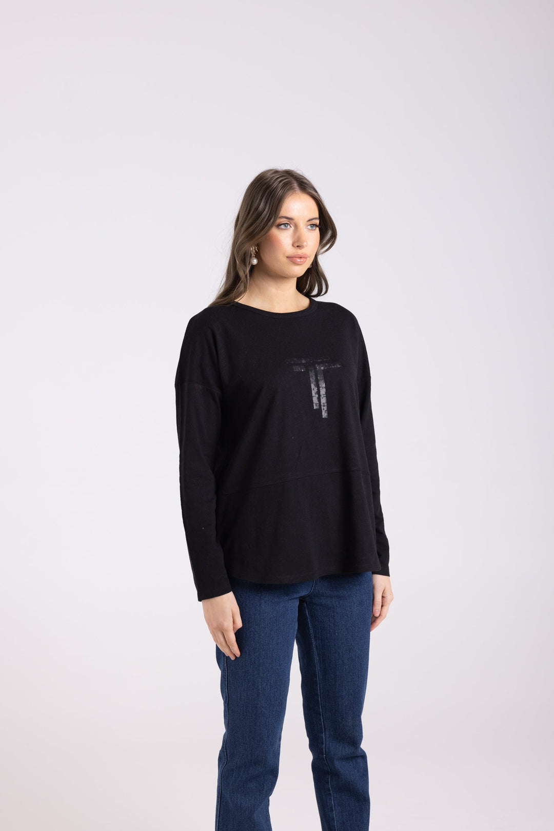 Alice Long Sleeve Tee - Black - TT34 - Pizazz BoutiqueTwo - T's