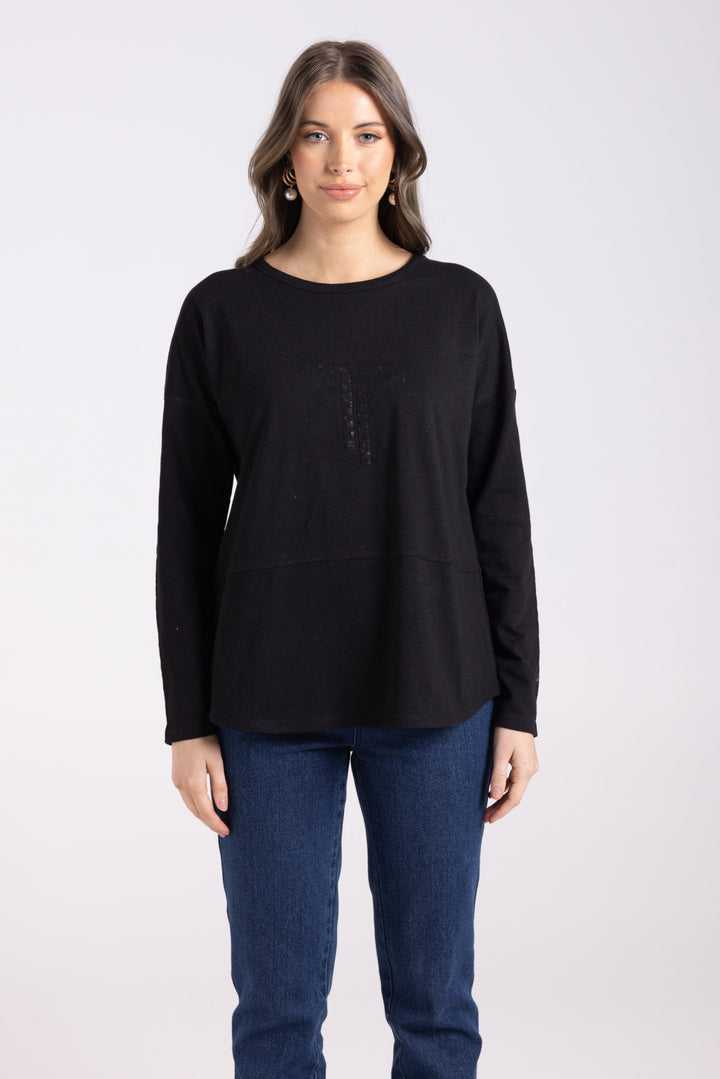 Alice Long Sleeve Tee - Black - TT34 - Pizazz BoutiqueTwo - T's