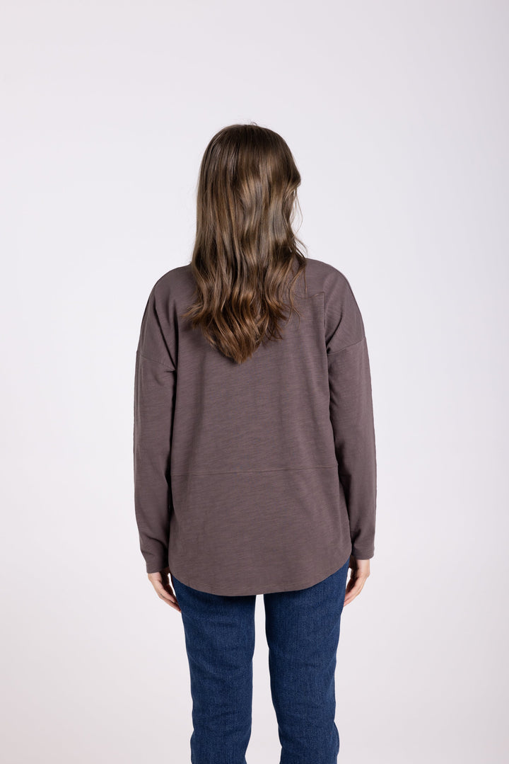 Alice Long Sleeve Tee - Espresso - TT34 - Pizazz BoutiqueTwo - T's