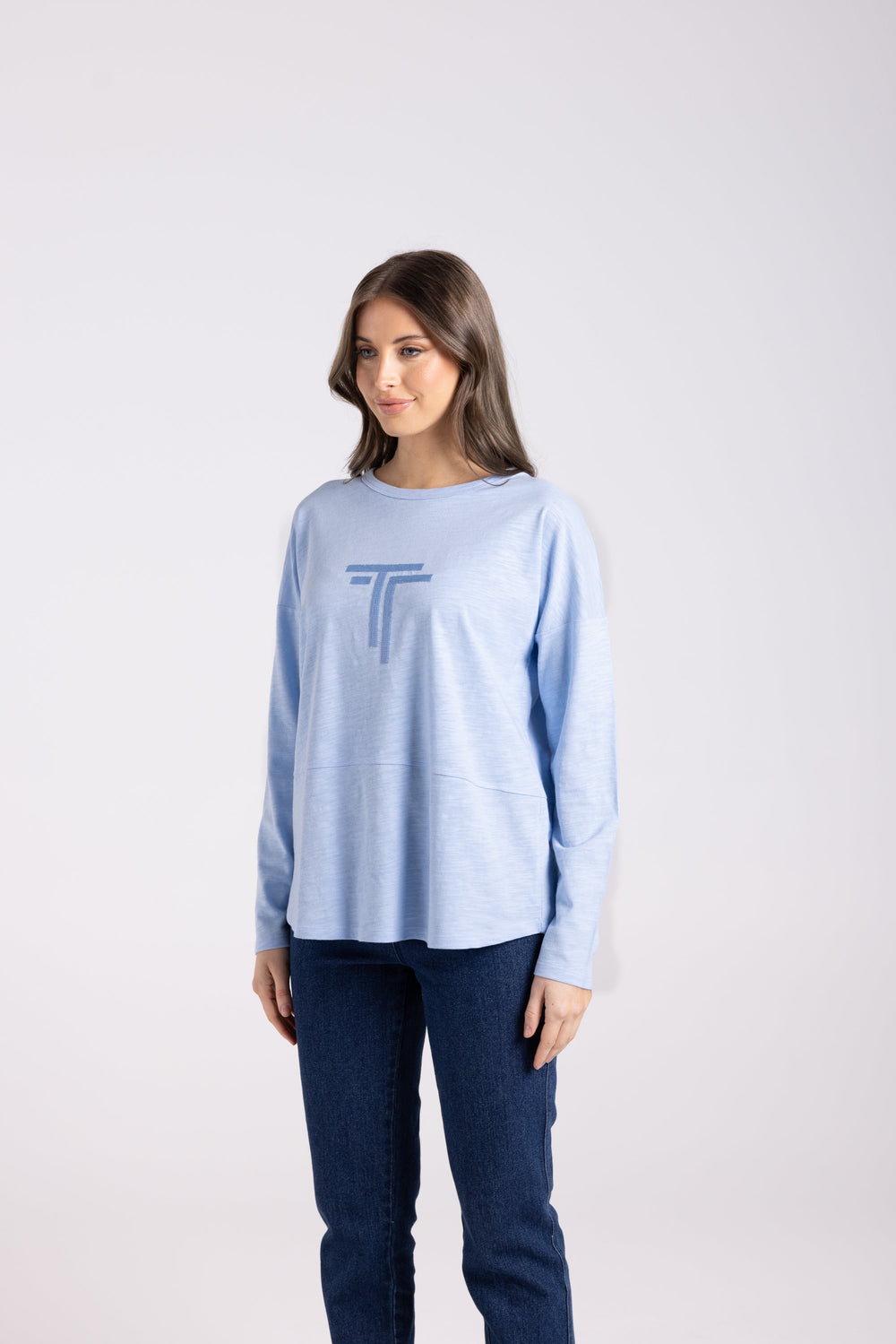 Alice Long Sleeve Tee - Powder Blue - TT34 - Pizazz BoutiqueTwo - T's