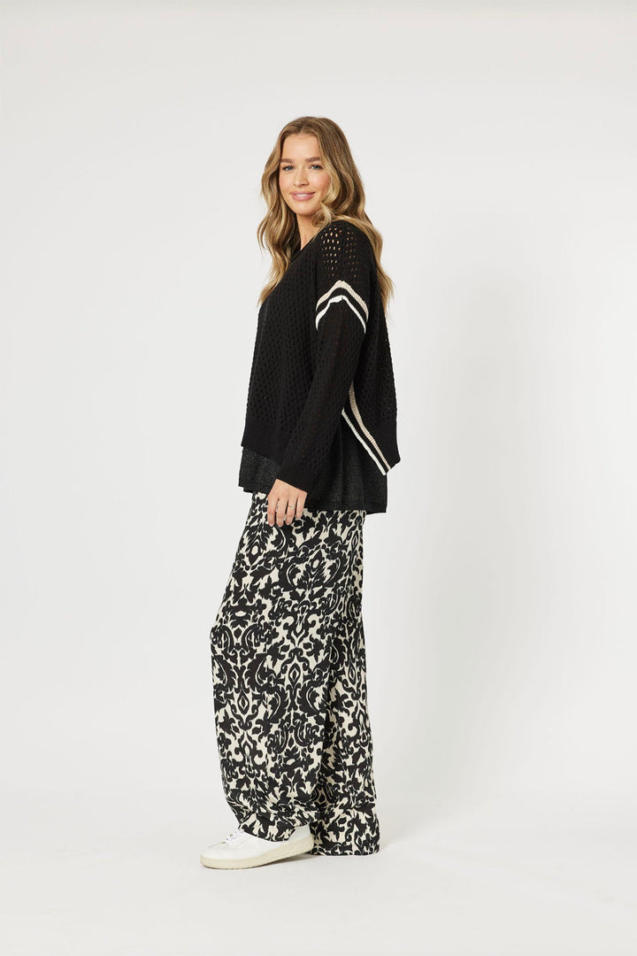 Ally Stripe Trim Jumper - Black - HV35 - Pizazz BoutiqueHammock & Vine