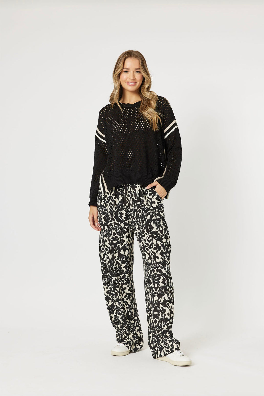 Ally Stripe Trim Jumper - Black - HV35 - Pizazz BoutiqueHammock & Vine