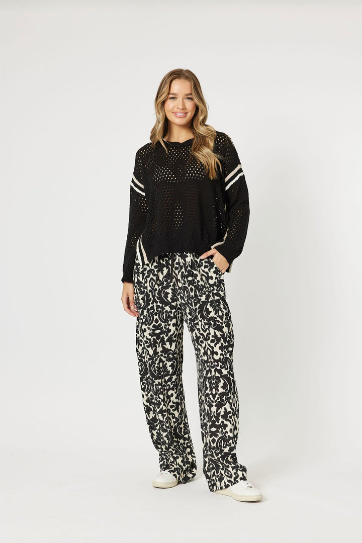 Ally Stripe Trim Jumper - Black - HV35 - Pizazz BoutiqueHammock & Vine