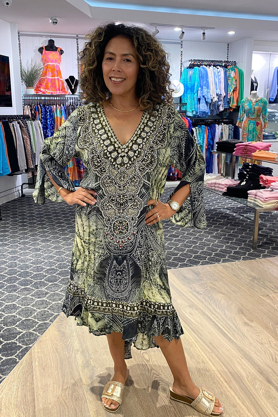 Amalfi Khaki High Low Dress - FS8 - Pizazz BoutiqueFashion Spectrum