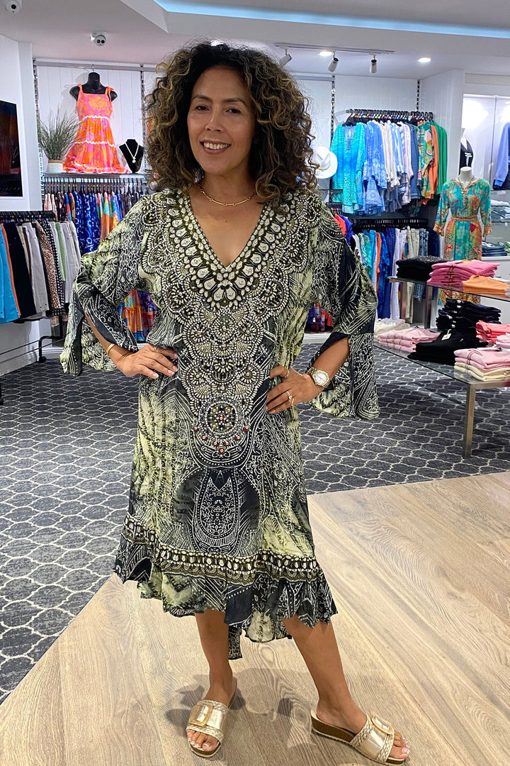 Amalfi Khaki High Low Dress - FS8 - Pizazz BoutiqueFashion Spectrum