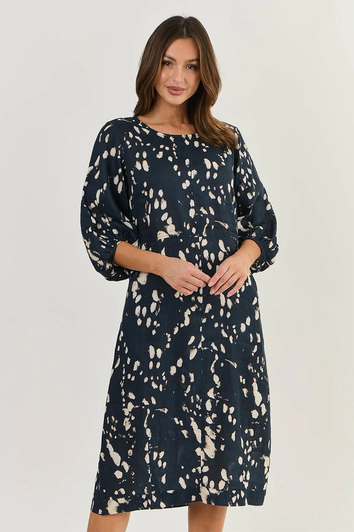 Anya Linen Dress - Universe - OJ5 - Pizazz BoutiqueNaturals By O & J