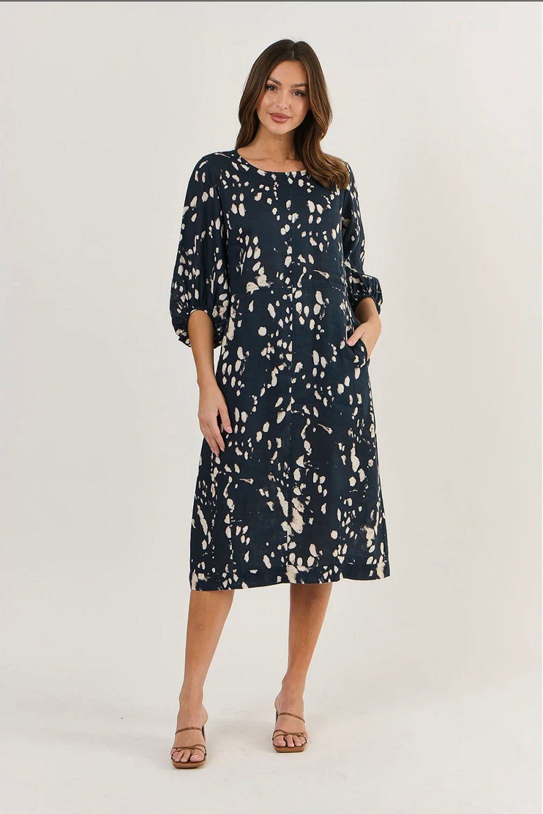 Anya Linen Dress - Universe - OJ5 - Pizazz BoutiqueNaturals By O & J