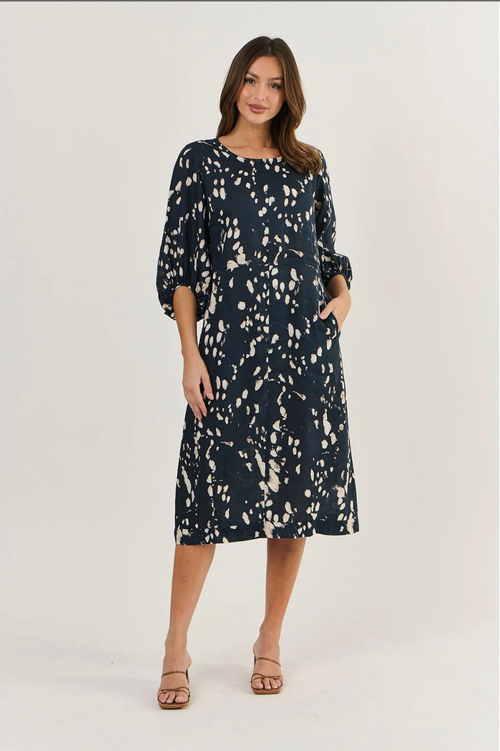 Anya Linen Dress - Universe - OJ5 - Pizazz BoutiqueNaturals By O & J