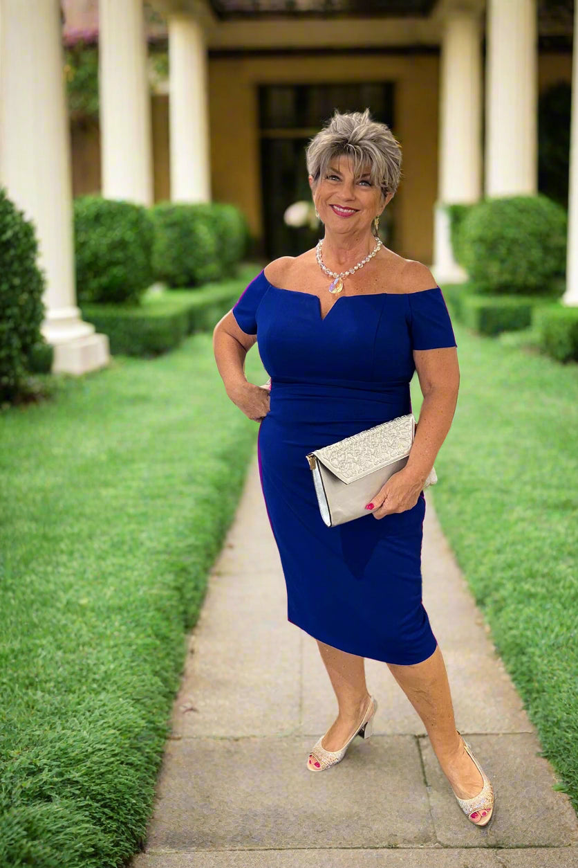 Ariella Crepe Dress - Royal - Z8 - Pizazz BoutiqueZaliea