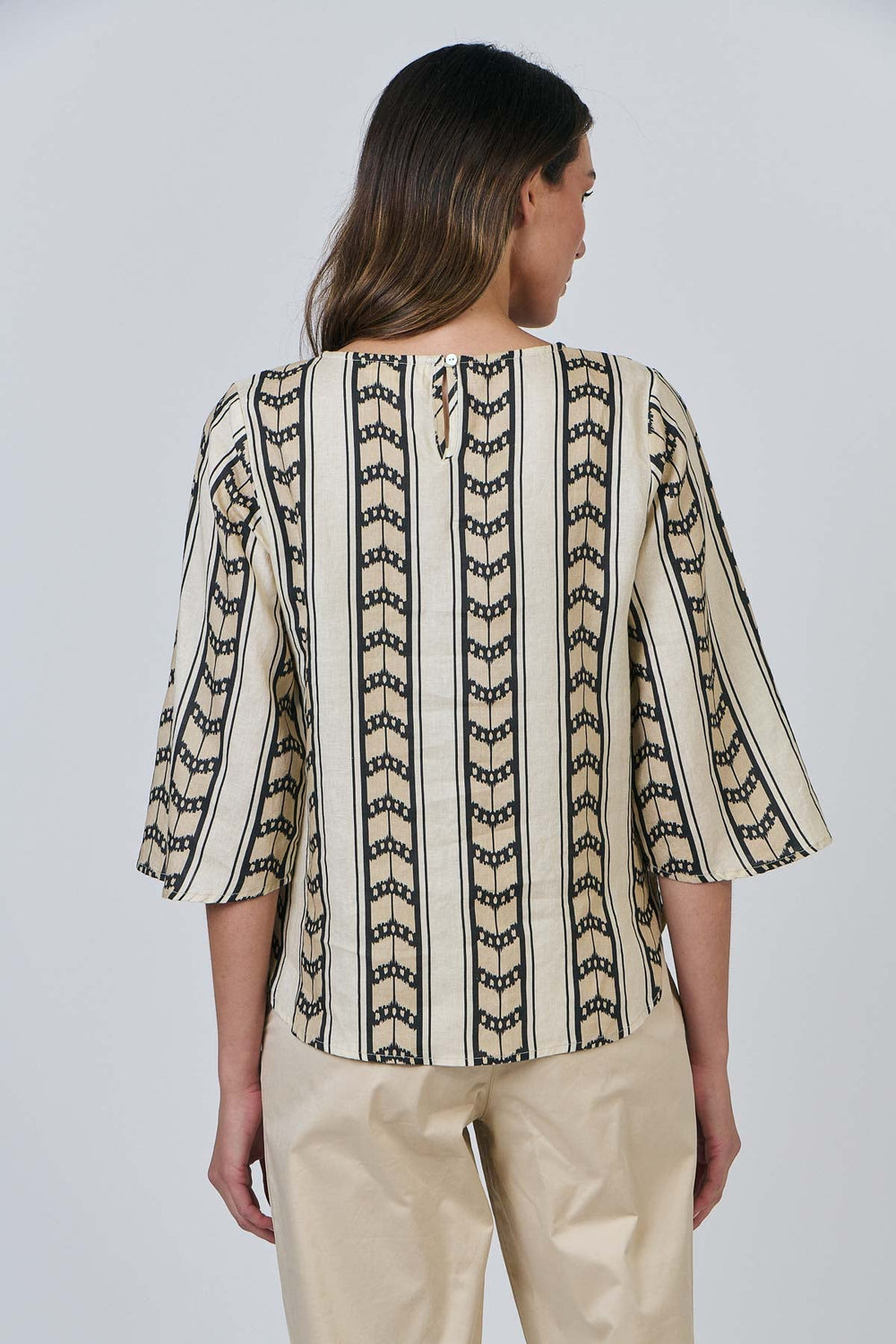 Ashley Linen Top - Chevron - 0J61 - Pizazz BoutiqueNaturals By O & J