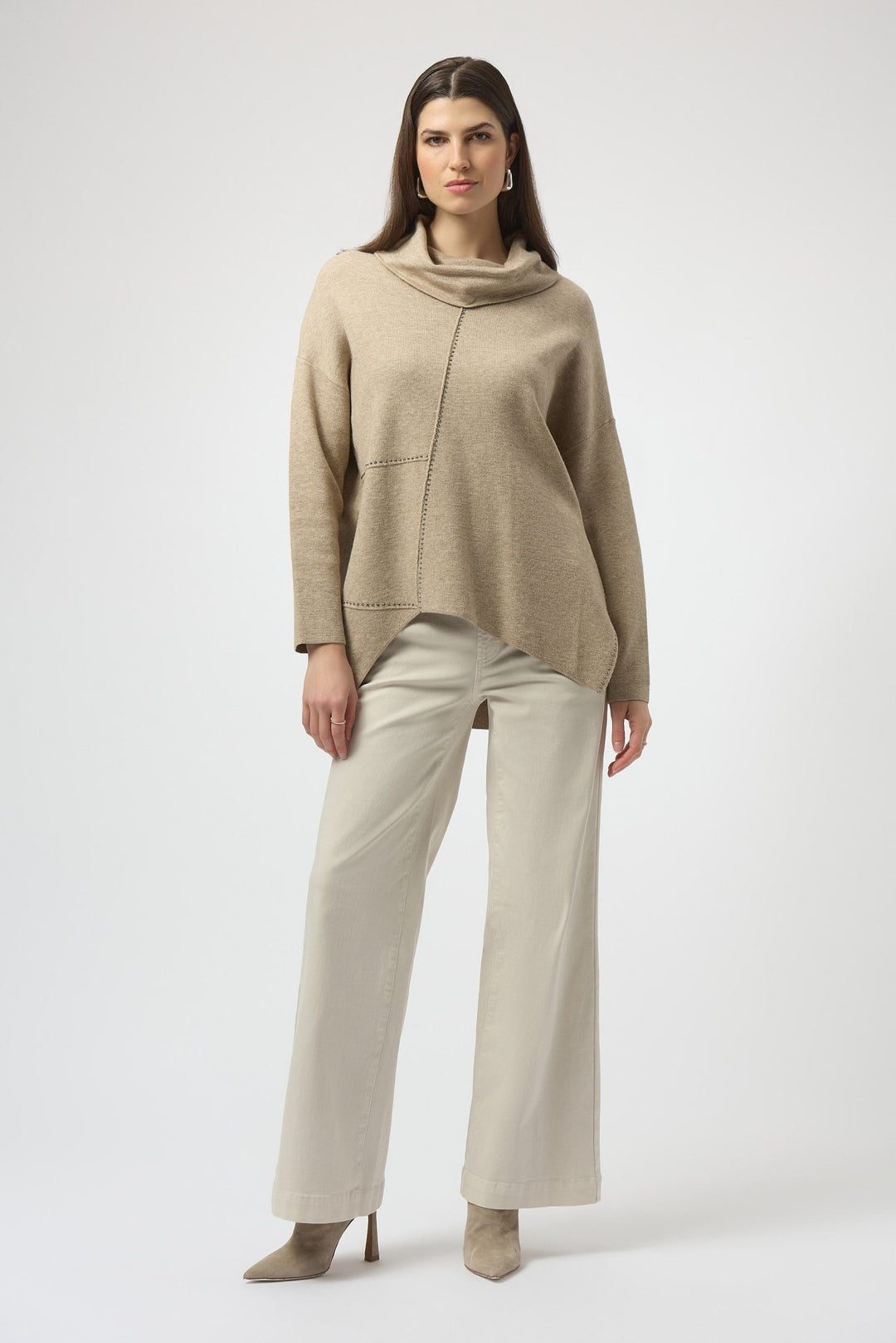 Asymmetrical Pullover Sweater - Oatmeal - JR82 - Pizazz BoutiqueJoseph Ribkoff