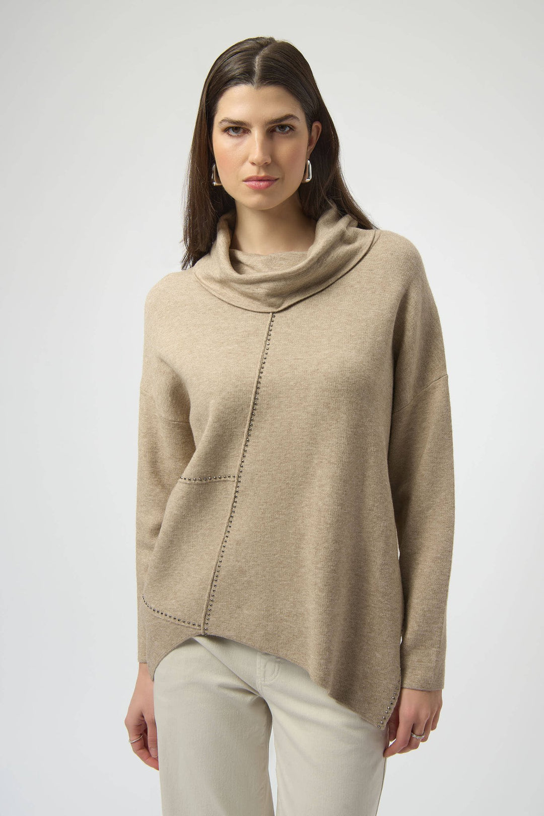 Asymmetrical Pullover Sweater - Oatmeal - JR82 - Pizazz BoutiqueJoseph Ribkoff