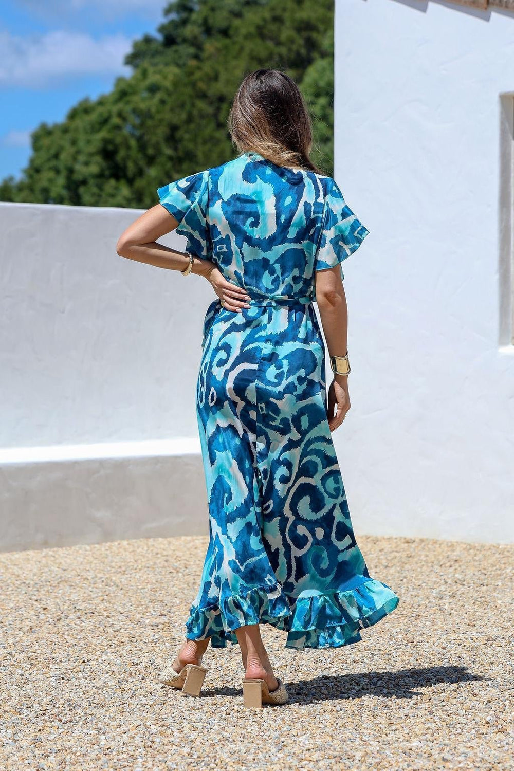 Ava Wrap Dress - Blue Swirl - LT3 - Pizazz BoutiqueLily T