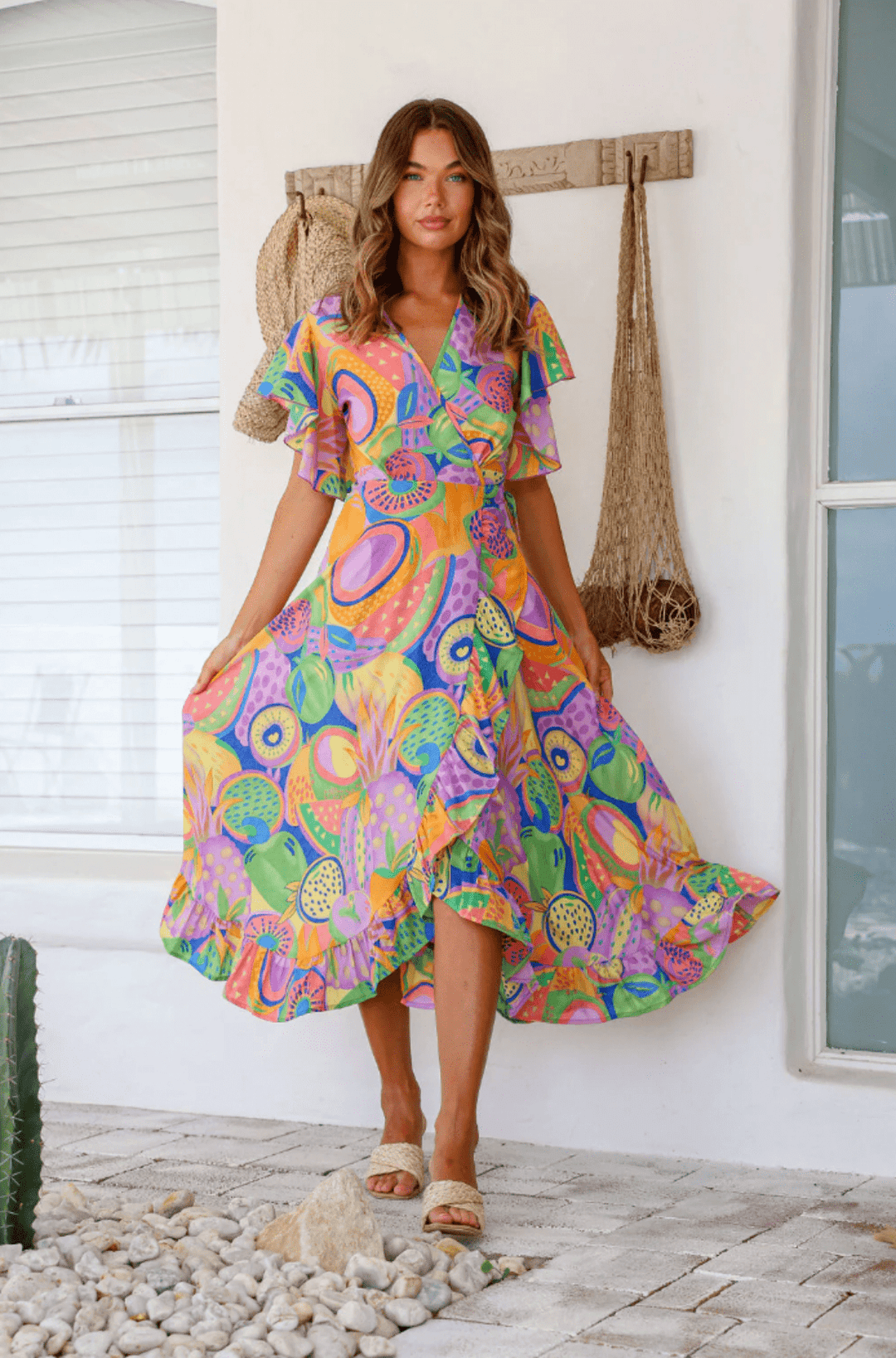 Ava Wrap Dress - Melon - LT3 - Pizazz BoutiqueLily T
