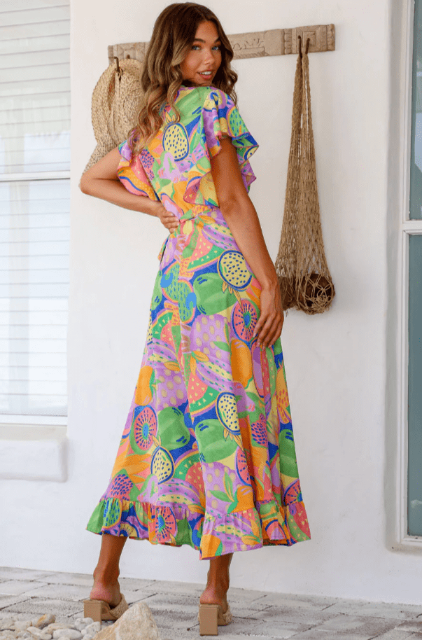 Ava Wrap Dress - Melon - LT3 - Pizazz BoutiqueLily T