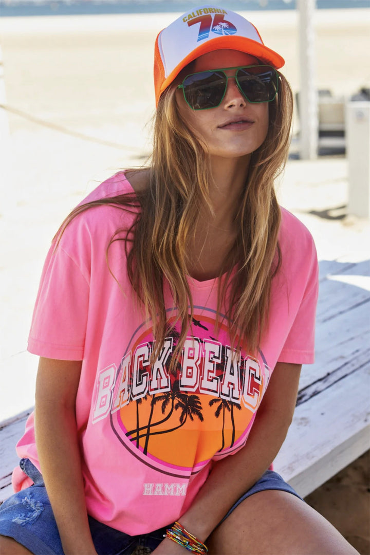 back beach tee in pink by Hammill & Co