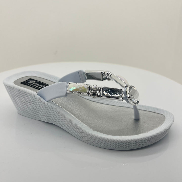 Bamboo Wedge - White - GC5 - Pizazz BoutiqueGrandco