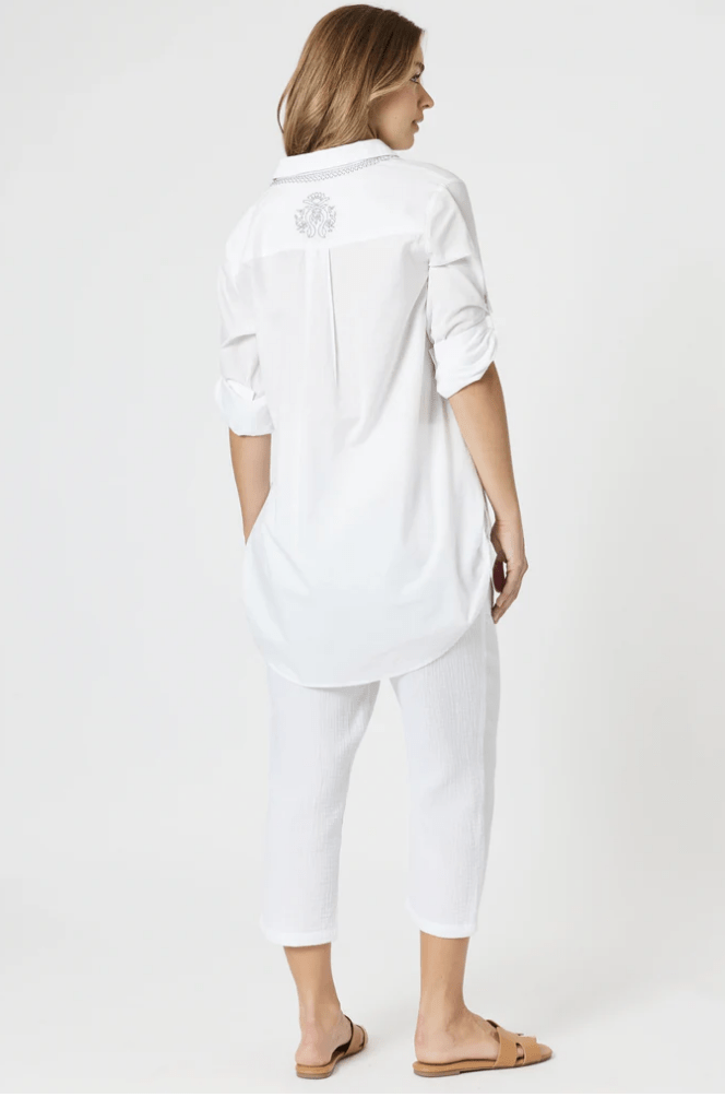 Bella Embroidered Blouse - White - TZ16 - Pizazz BoutiqueThreadz