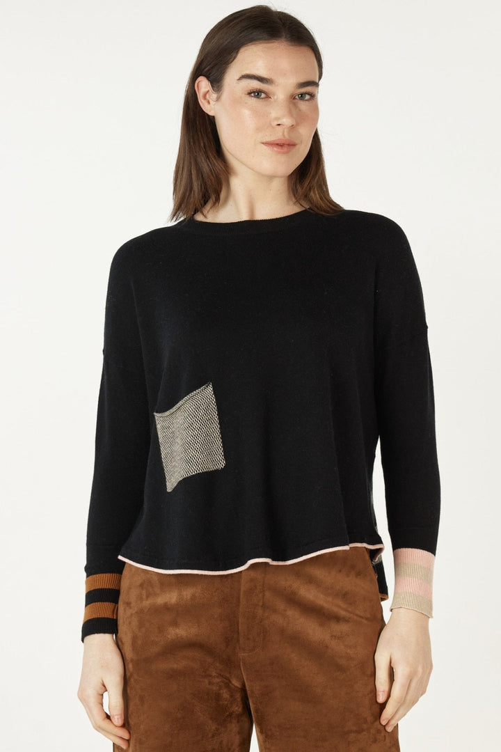 Birdseye Trim Jumper - Black - ZP7 - Pizazz BoutiqueZaket & Plover