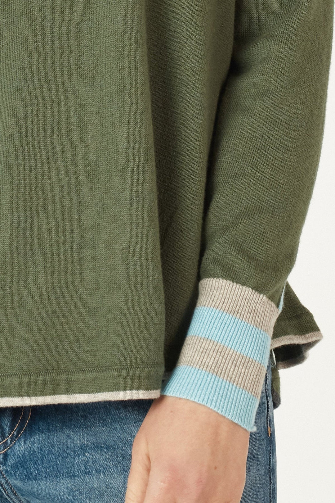 Birdseye Trim Jumper - Olive - ZP7 - Pizazz BoutiqueZaket & Plover