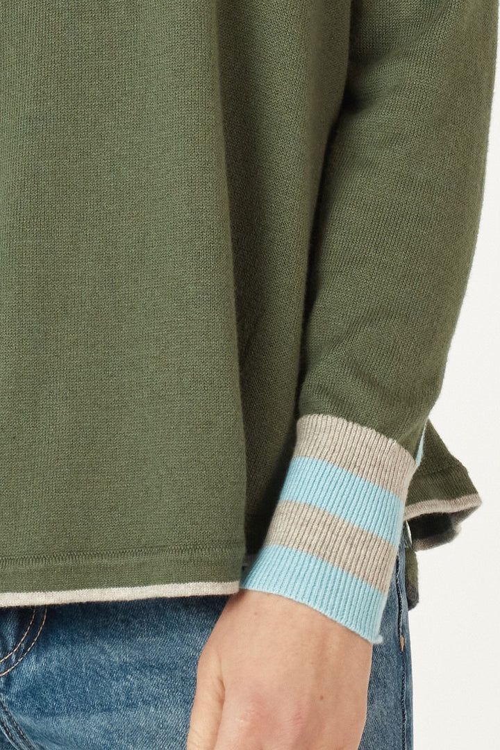 Birdseye Trim Jumper - Olive - ZP7 - Pizazz BoutiqueZaket & Plover
