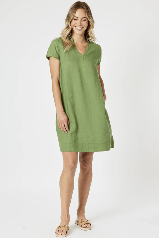 Bravo Linen Dress - Basil - GS17 - Pizazz BoutiqueGordon smith