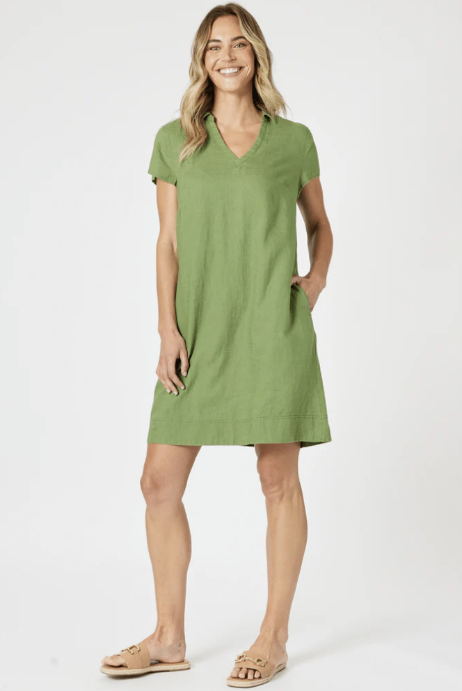 Bravo Linen Dress - Basil - GS17 - Pizazz BoutiqueGordon smith
