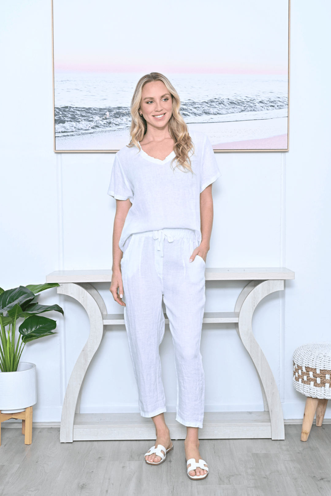 Byron Pant - White - CC31 - Pizazz BoutiqueCali & Co