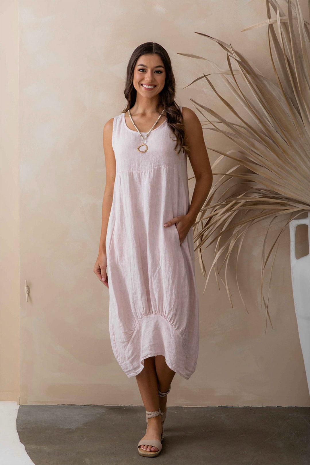 Camilla Linen Dress - Blush - IC46 - Pizazz BoutiqueThe Italian Cartel
