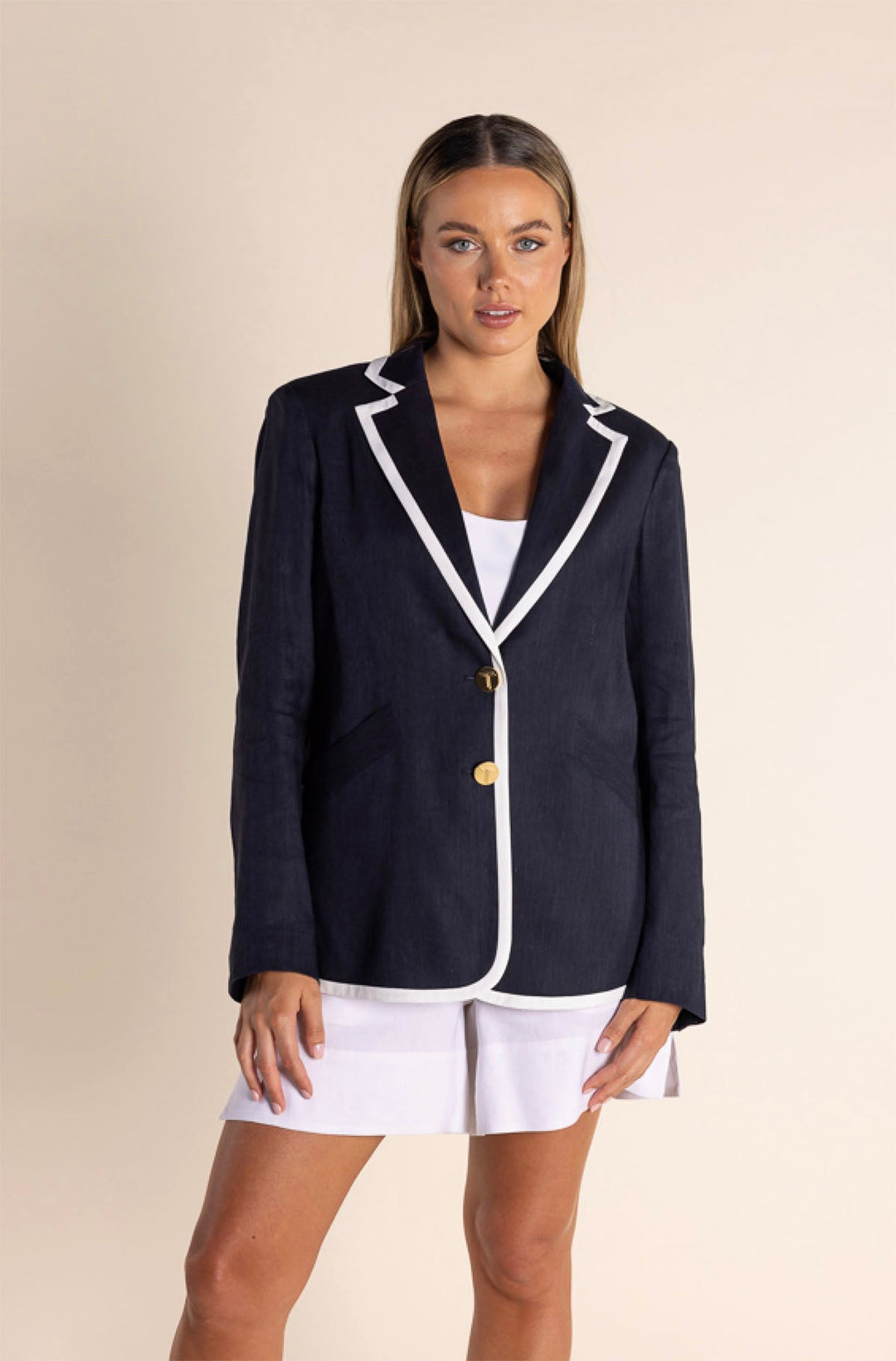 Cara Blazer - Navy/White - TT45 - Pizazz BoutiqueTwo - T's
