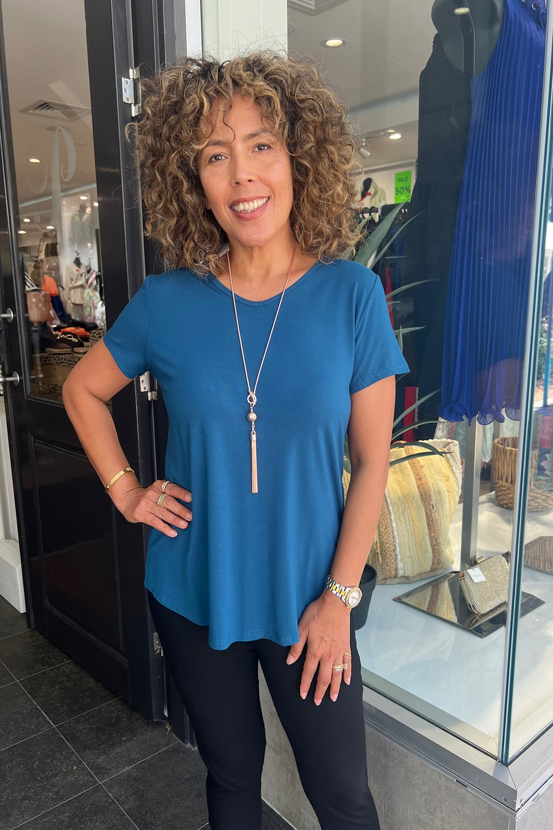 Charlie Cap - Sleeve Tee - Teal - BO9 - Pizazz BoutiqueBamboo