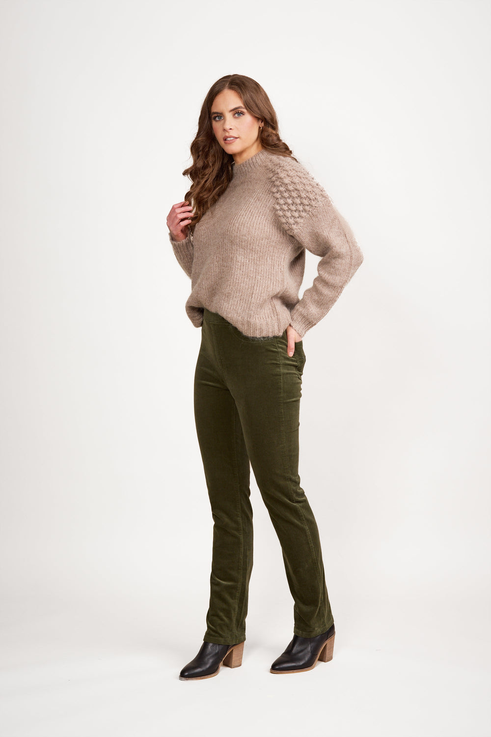 Cord Pull On Pant - Deep Sage - VA2 - Pizazz BoutiqueVassalli