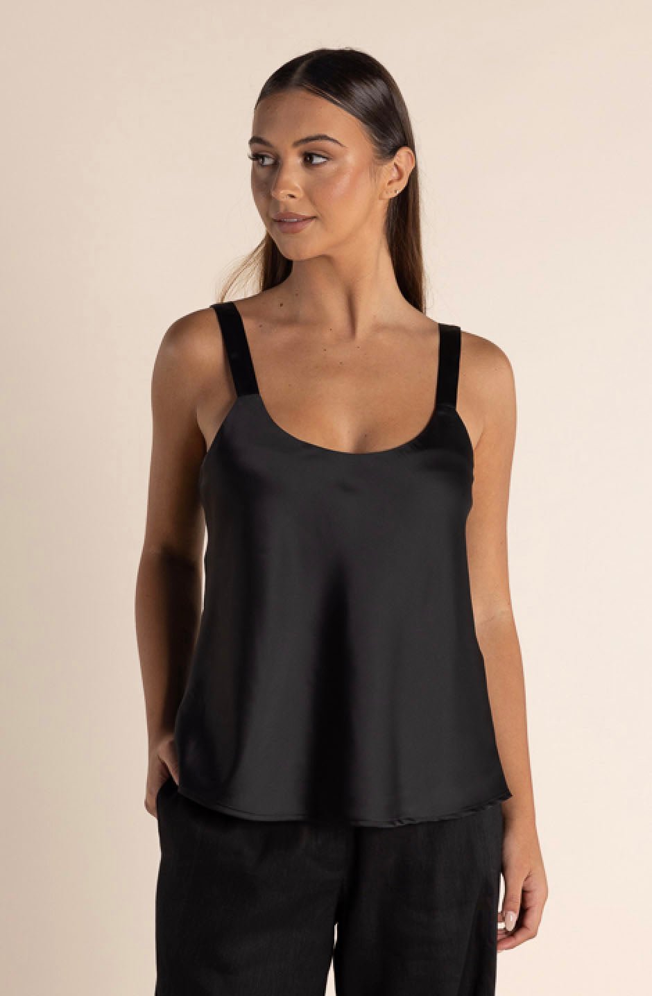 Corey Satin Cami - Black - TT42 - Pizazz BoutiqueTwo - T's