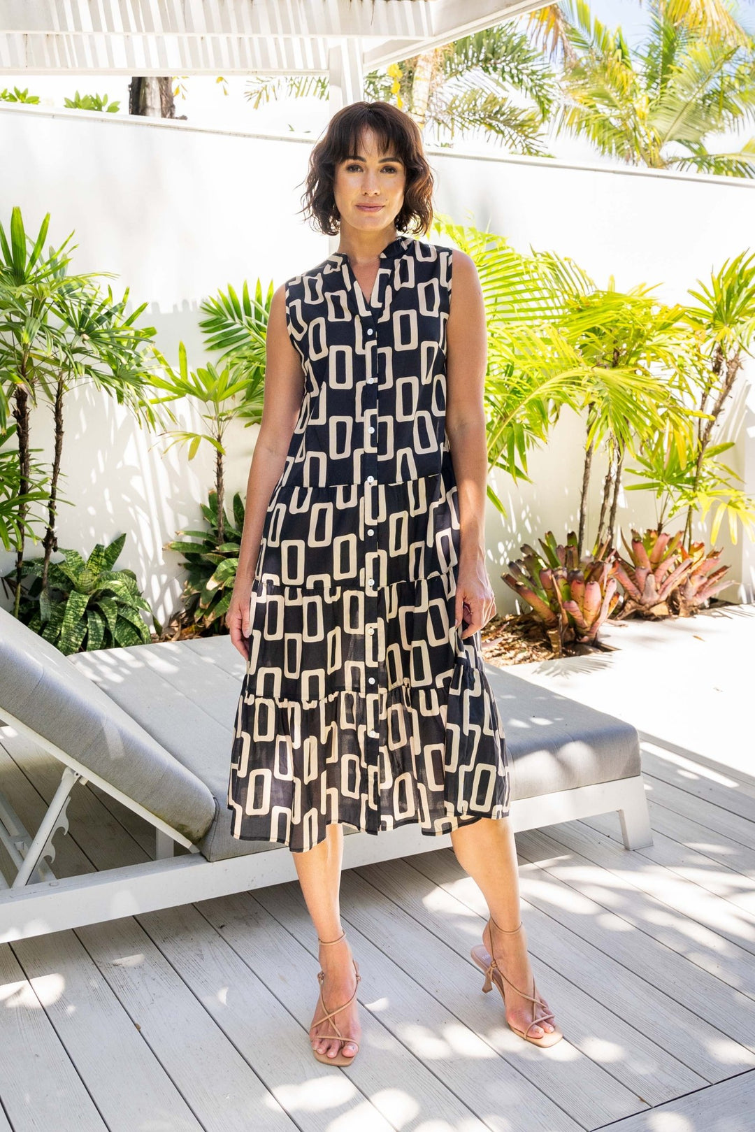 Cotton Tiered Dress - Geo - SS4 - Pizazz BoutiqueSee Saw