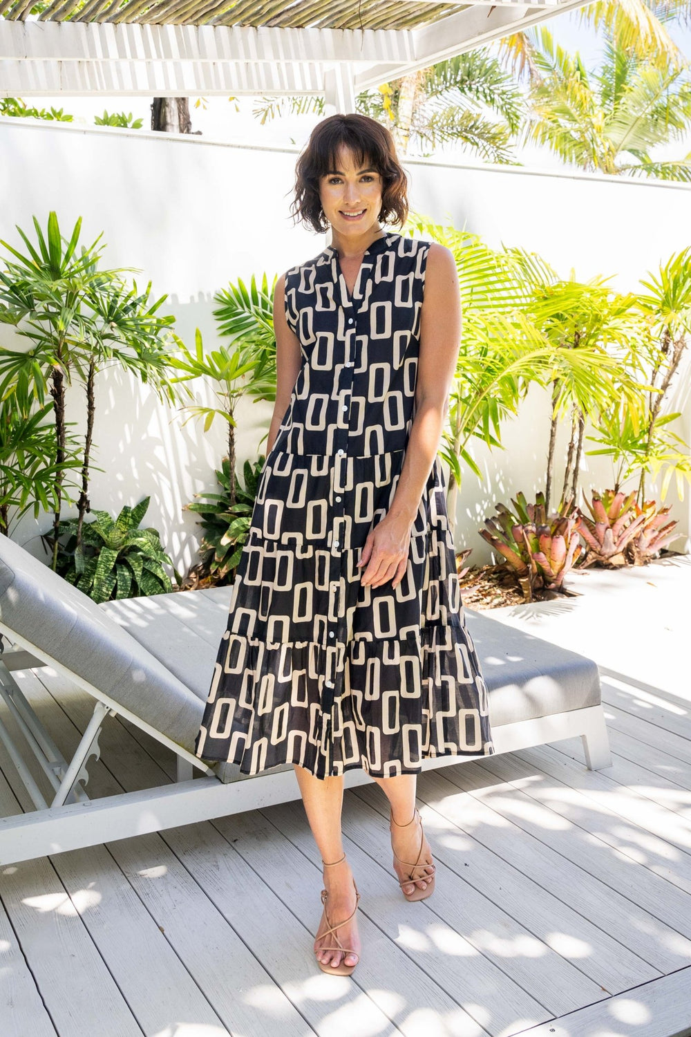 Cotton Tiered Dress - Geo - SS4 - Pizazz BoutiqueSee Saw