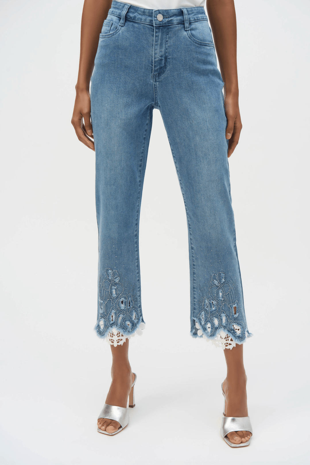 Crop Embroidered Jeans - Denim - JR69 - Pizazz BoutiqueJoseph Ribkoff