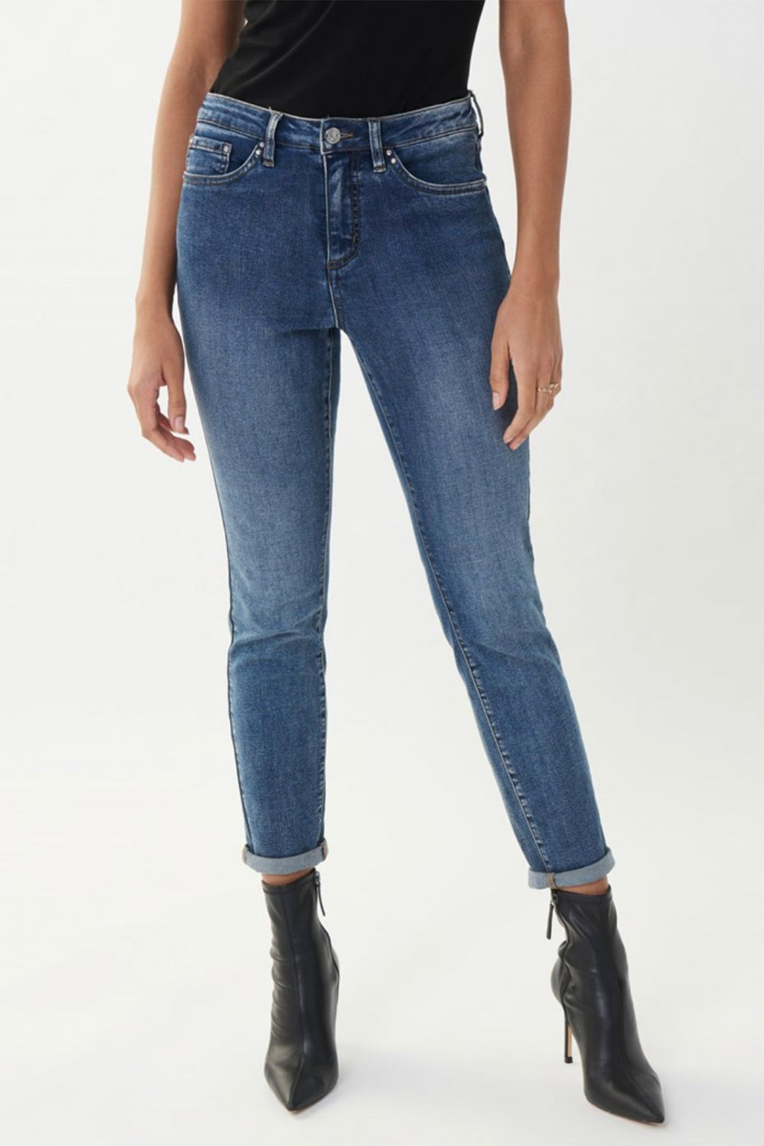 Cropped Jeans With Rolled Hem - Denim - JR28 - Pizazz BoutiqueJoseph Ribkoff