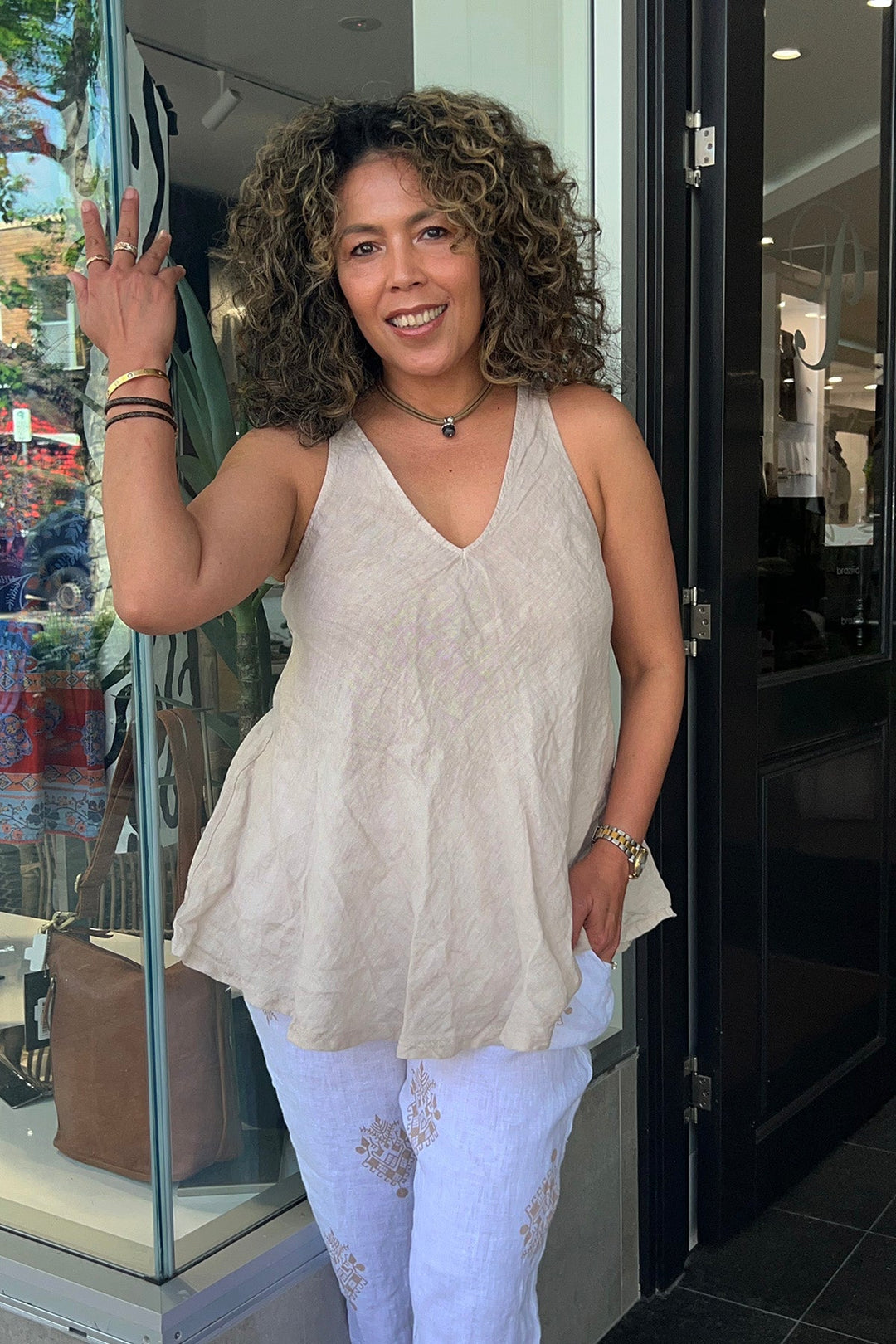 Daisy Sleeveless Top - Natural - CG46 - Pizazz BoutiqueCindy G