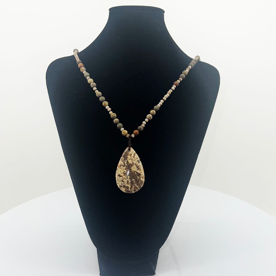 Earth Tone Crystal & Stone Necklace - CG55