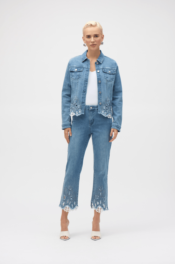 Embroidered Denim Jacket - Denim - JR68 - Pizazz BoutiqueJoseph Ribkoff