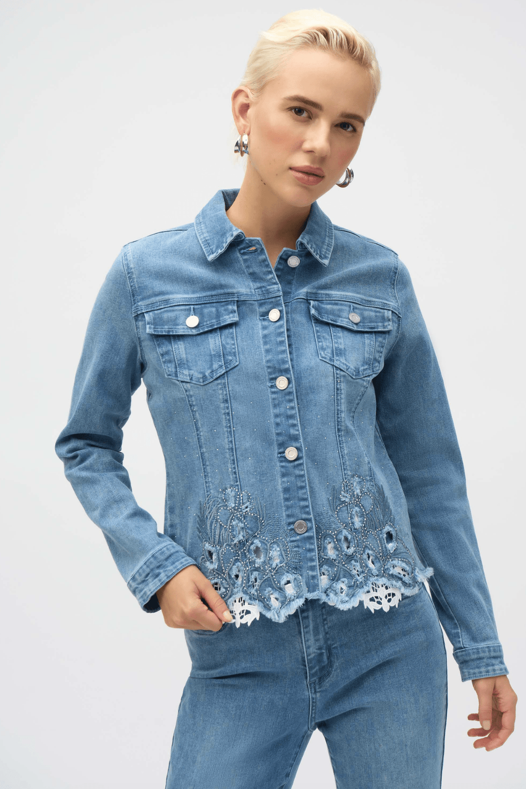 Embroidered Denim Jacket - Denim - JR68 - Pizazz BoutiqueJoseph Ribkoff