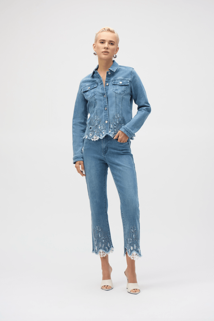 Embroidered Denim Jacket - Denim - JR68 - Pizazz BoutiqueJoseph Ribkoff