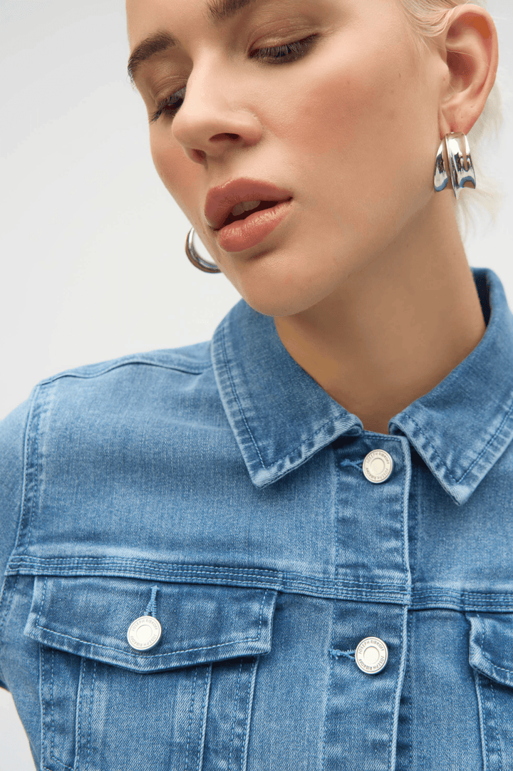 Embroidered Denim Jacket - Denim - JR68 - Pizazz BoutiqueJoseph Ribkoff