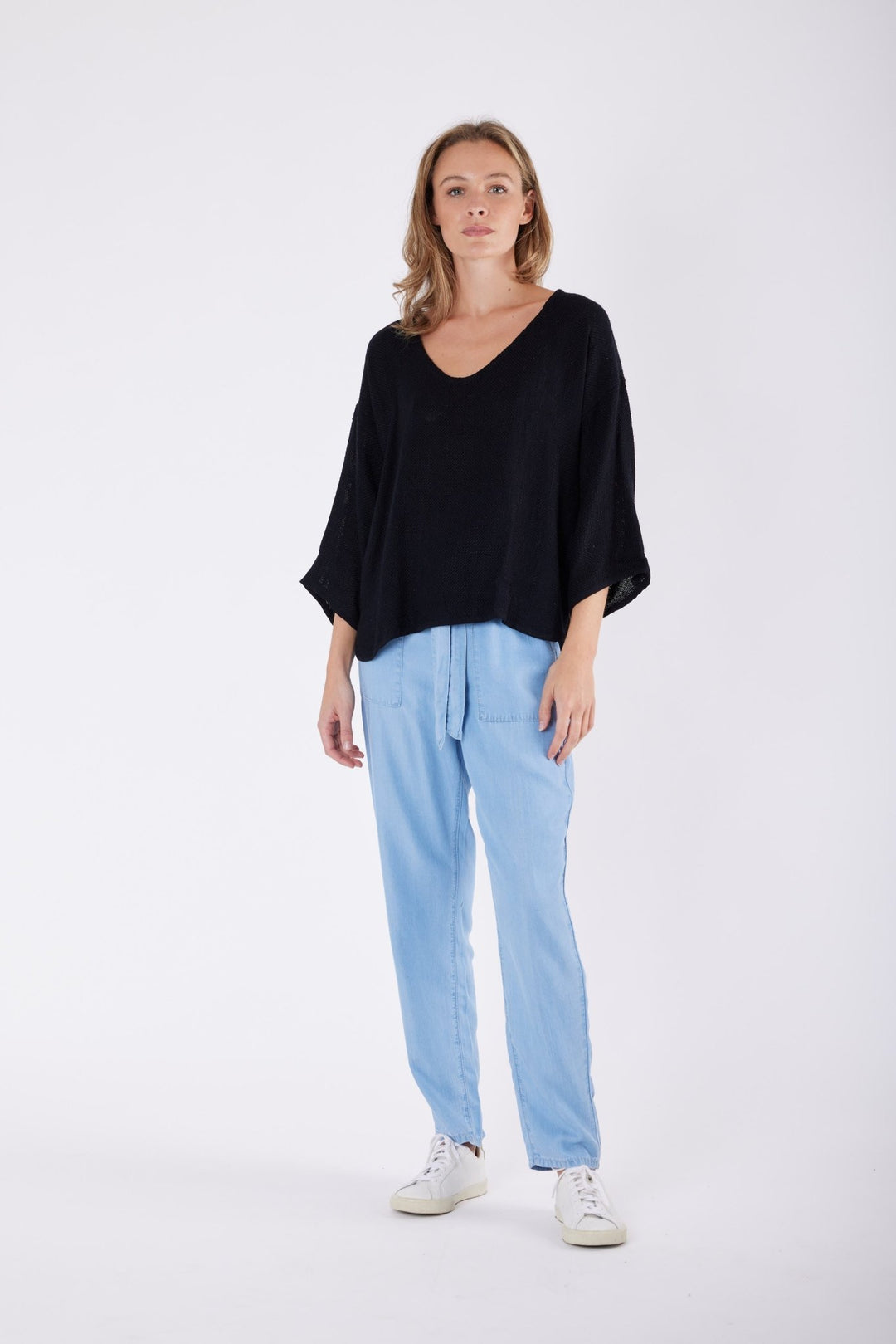 Estelle Hessian V Neck Top - Black - CB2 - Pizazz BoutiqueCarbon The Label