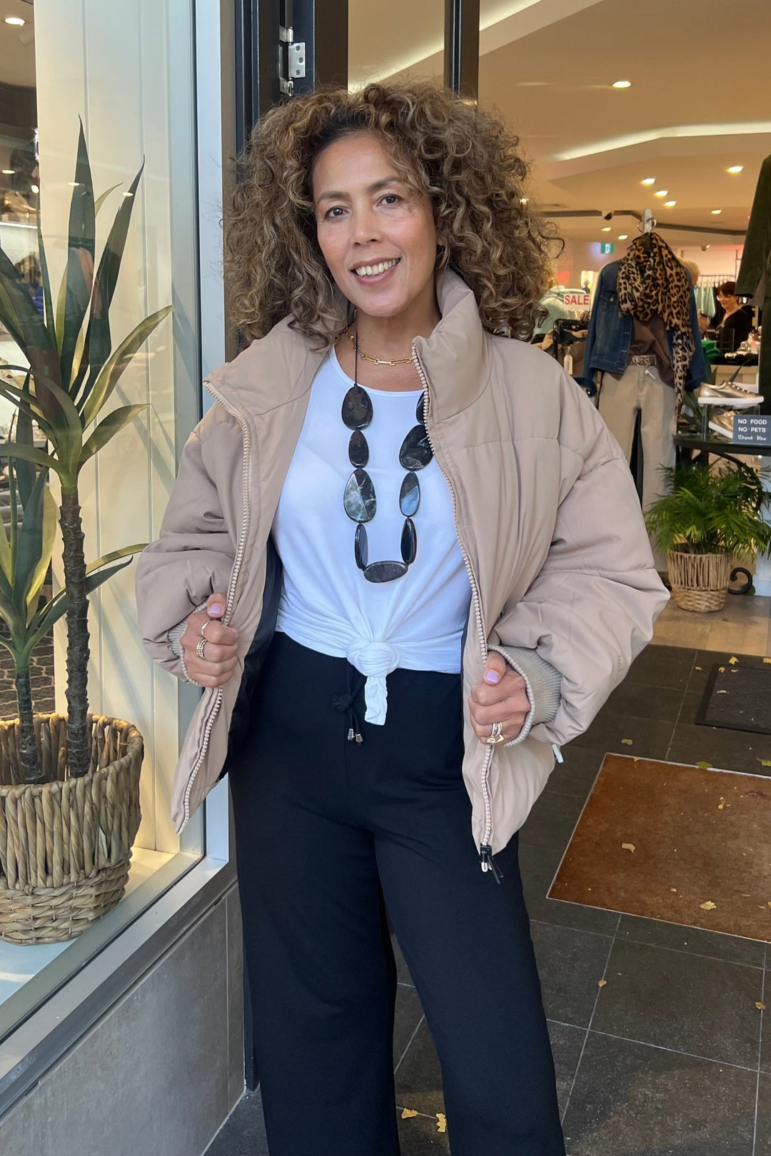 Evelyn Puffer Jacket - Beige - MF3 - Pizazz BoutiqueMutig