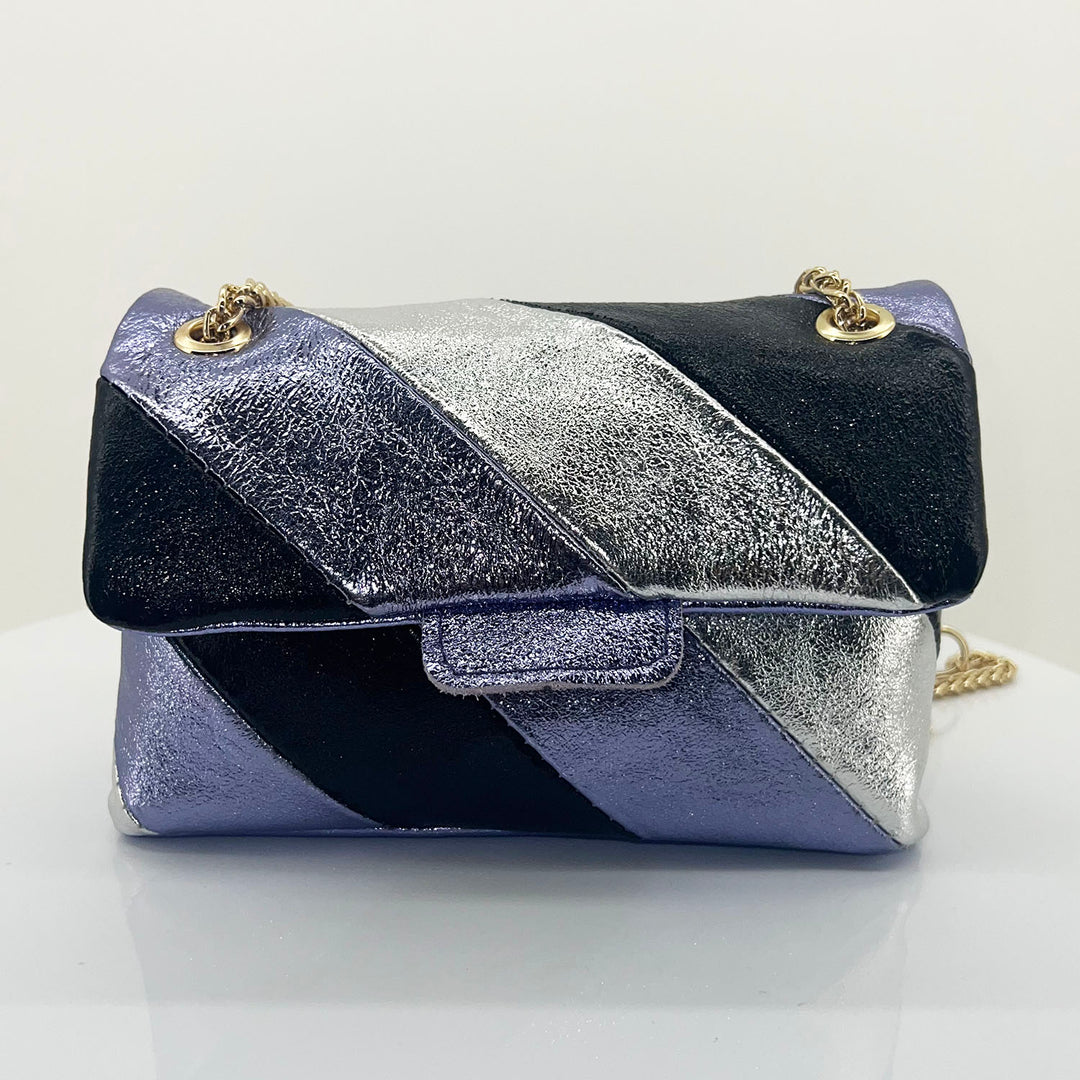 Mid Strip Foil Clutch Bag | Lavender | SU1